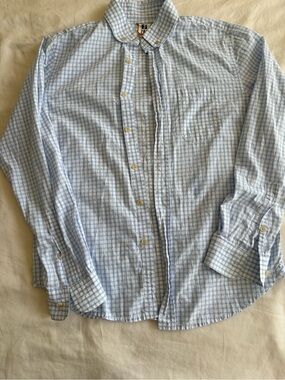 Designer Light Blue Checked Button-Down Shirt small like new